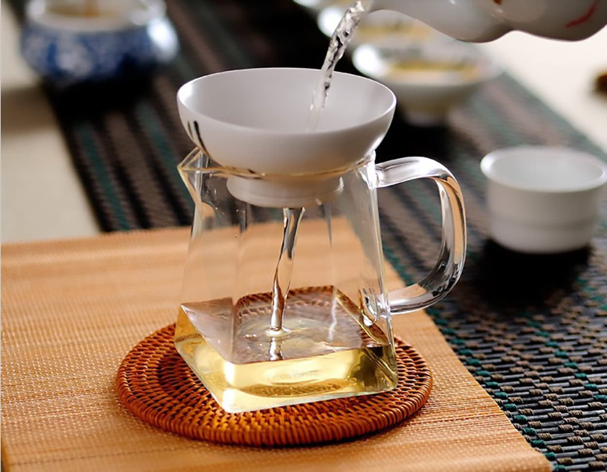 Glass Pitcher with Handle, Milk and Cream Pitcher Cup Jug, Heat Resistant Borosilicate Glass Creamer for Coffee Tea or Maple Syrup Serving, Stovetop & Microwave Safe (32oz/ 950ML)