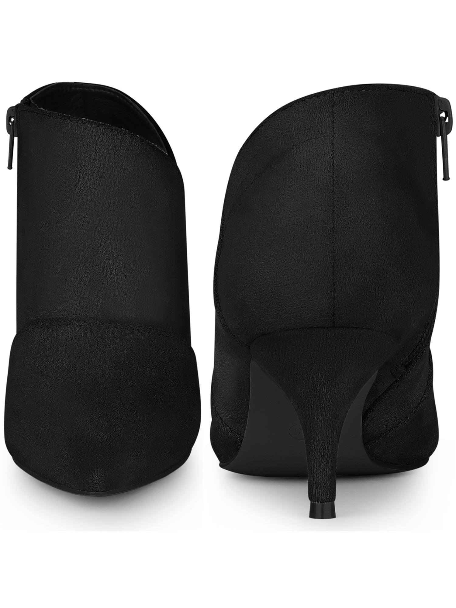 Unique Bargains Pointed Toe Cutout Kitten Heels Ankle Boots for Women Black 6.5