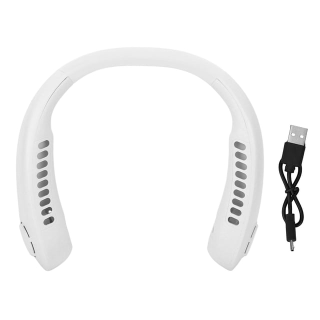 Ventilador de cuello portátil, 3 velocidades, ajustable, bajo ruido, recargable, manos libres, sin aspas, para mujeres y hombres, color blanco