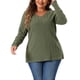 thumbnail image 1 of Blusas de suéter de punto de talla grande para mujeres, suéter casual de pulóver de botón de manga larga de cuello en V 4X verde ejército, 1 of 6