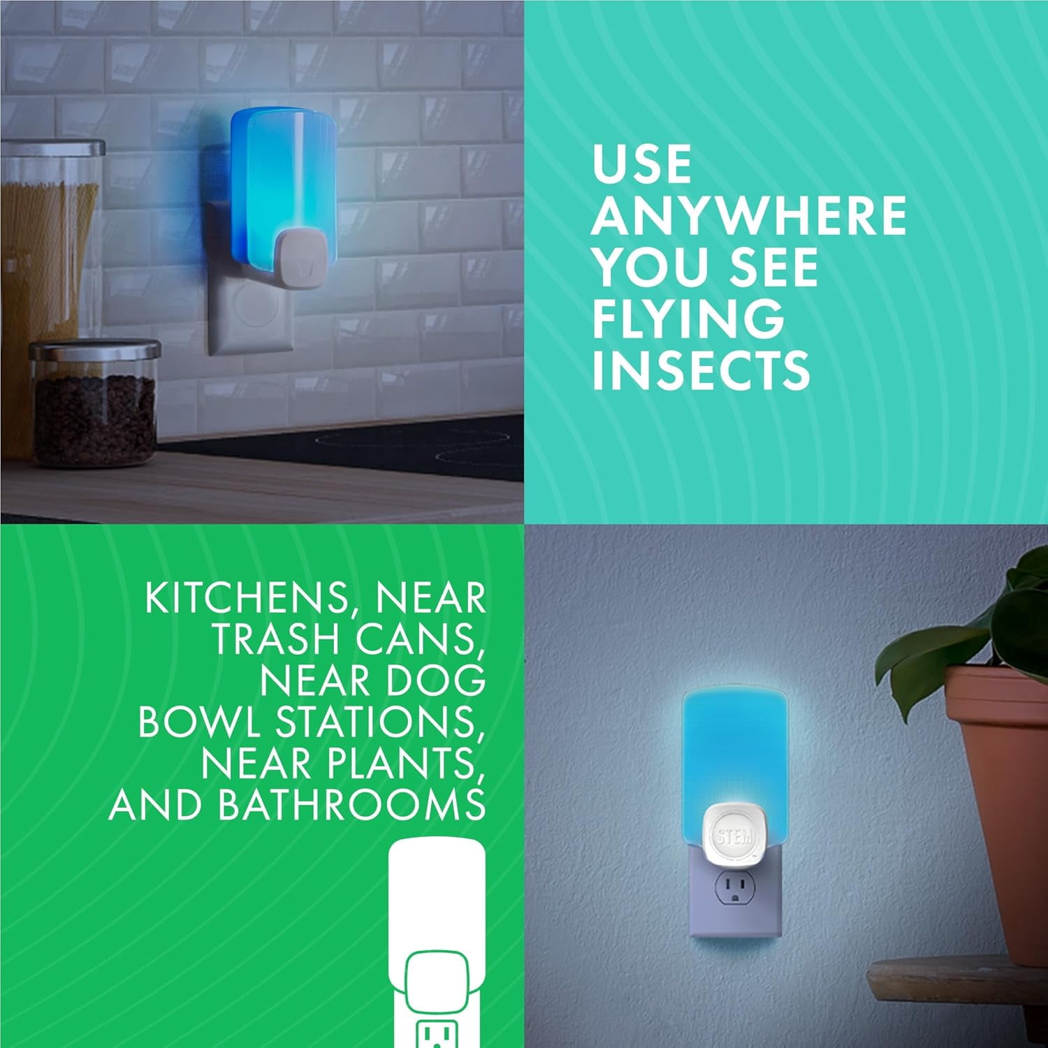 Flying Insect Light Trap Refill Cartridges, Indoor Fruit Fly Trap, Insecticide-Free Pest Control for Home, Attracts and Traps Insects, Official Refills - 4 Count