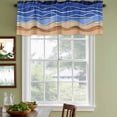 thumbnail image 3 of Blue Brown Beach Curtain Valances for Windows, Kitchen Valance Window Treatments Panel 2 Pack, Abstract Striped Gradient Ocean Sand Rod Pocket Short Curtains for Bathroom Bedroom 54 x 18 Inch, 3 of 8