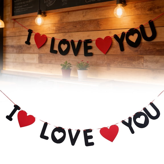 Noothes Valentine's Day Garland Banner Felt Heart Decor for Wall, Anniversary & Home Office