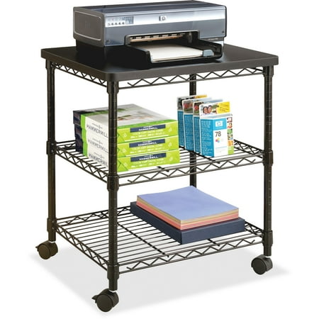 Safco Desk Side Wire Machine Stand Three-Shelf 24w x 20d x 27h Black 5207BL