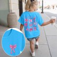 thumbnail image 2 of KPOPLK Toddler Girls Graphic T Shirts Cotton Cute Spring Summer Short Sleeve Tees Soft Breathable Tops 2-12T Size 13-14 Years,Sky Blue, 2 of 6