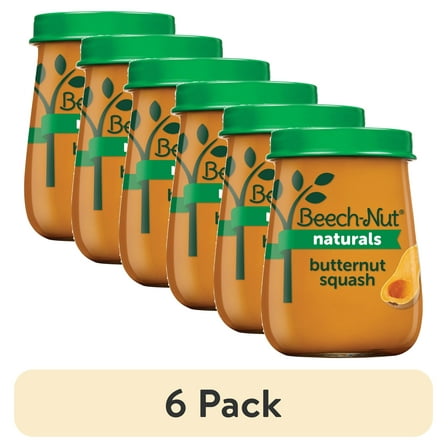 (6 pack) Beech-Nut Naturals Stage 1 Baby Food, Butternut Squash, 4 oz Jar
