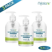 Hand Sanitizer Liquid Gel 3 Pack of 16.9 Oz Aloe Vera Vitamin E Quick Clean Multipurpose Hand Wash, Clear Moisturizing and Refreshing, Fast Dry, Travel Size with Pump Dispenser Convenience By Nifola