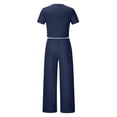 thumbnail image 7 of Dyegold Knitted Two Piece Outfit For Women Short Sleeve Slim Cropped Top Wide Leg Long Pants Summer Tracksuits Lounge Set, 7 of 7