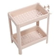 thumbnail image 2 of Estante de almacenamiento para el suelo del baño, multifuncional, multicapa, estable, duradero, independiente, estante de esquina, color beige, 2 capas, 2 of 10