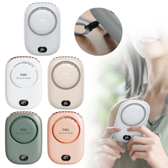 CoreLiving Portable Neck Fan, Hands Free Personal Cooling Fan with Adjustable Lanyard and Hidden Bracket, USB Rechargeable Bladeless Mini Fan, 3 Speeds, Silver, 1 Pack