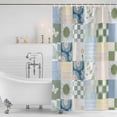 thumbnail image 3 of Spring Floral Checkered Shower Curtain, Waterproof Shower Curtains for Bathroom, Sage Green Daisy Buffalo Plaid Washable Fabric Bathtub Curtain Set Bath Decor with 12 Hooks Standard 72"x72", 3 of 8