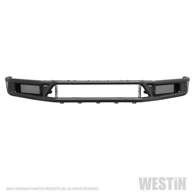 Westin Automotive Bumper 58-61215 Outlaw; One Piece Design; Direct-Fit; Mounting Hardware Included; Without Grille Guard; Without Winch Mount; Without D-Ring Mounts; Textured Black 14 Gauge Steel