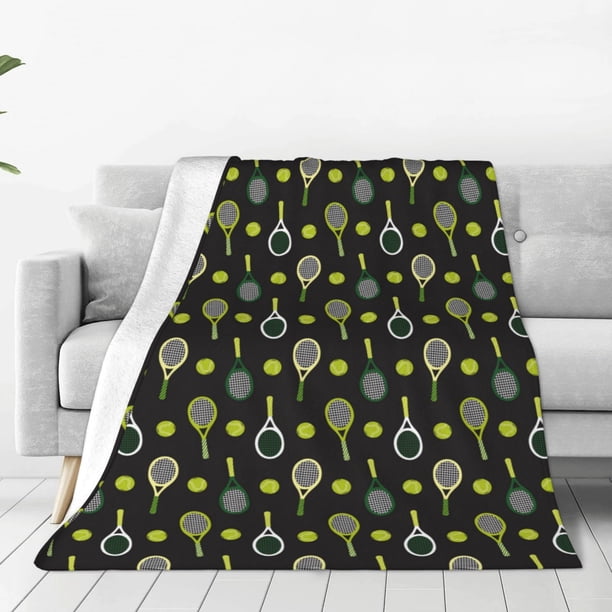 Fotbe Tennis Rackets Manta de Franela Acolchonada con Estampado, Súper Suave y Esponjosa, Extra Grande para Sofá, Cama, Uso Todo el Año-40"x30"