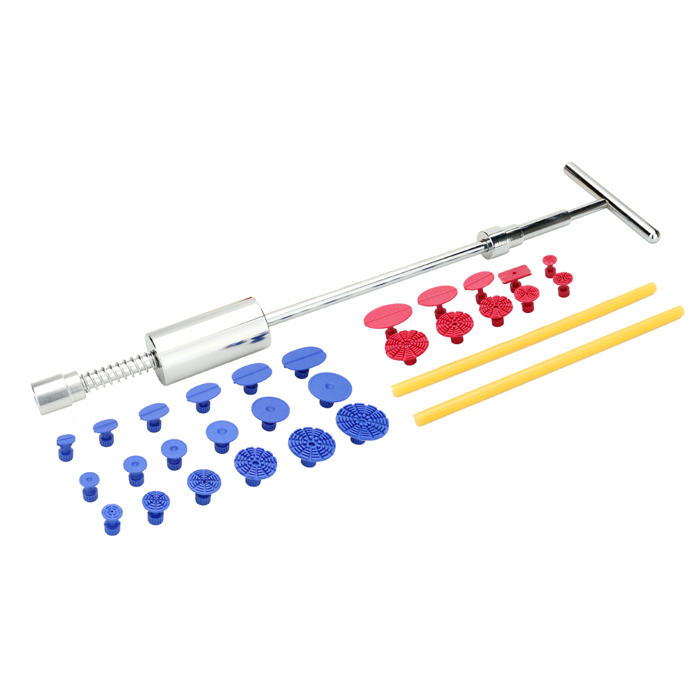 31pcs 2in1 Two Ways Puller Slide Hammer Tabs Suction Cup Hand of Cars Paintless Dent Tools Kit