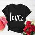 thumbnail image 2 of Jewelreauty Women Valentine's Day Shirts Short Sleeve Crewneck Cute Graphic T-Shirts Casual Pullover Tunic Tops (2XL, C Black), 2 of 5