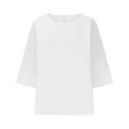 thumbnail image 4 of Bovxnpu 3/4 Length Sleeve Womens Tops, Cotton Casual Tunic Tops for Women Loose Dressy, Women's Solid Color Crew Neck Shirt 3/4 Sleeve Casual Top XXXXXL, 4 of 4