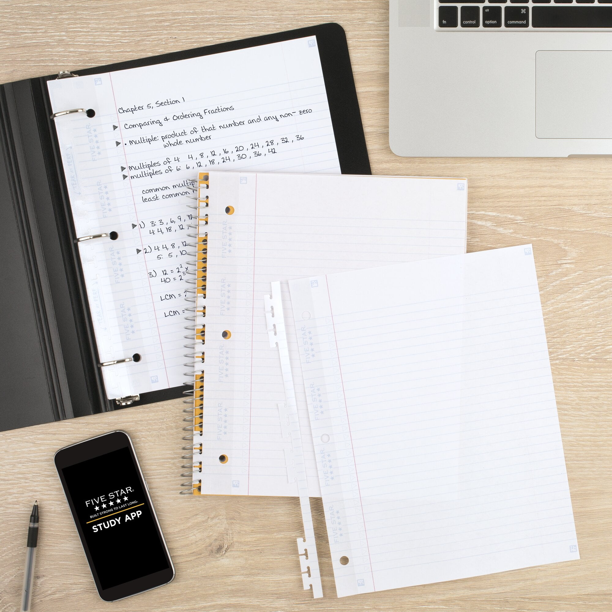 Five Star Reinforced Insertable Notebook Paper, College Ruled, 8.5" x 11", 75 Sheets