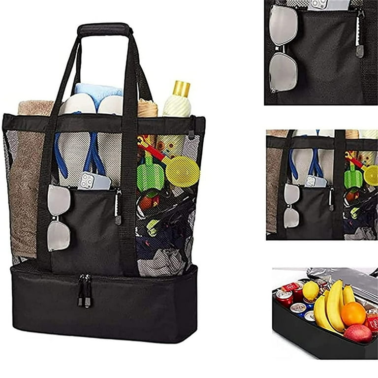 Ladies Picnic Bag Mesh Refrigerator Compartment Oversized Zipper