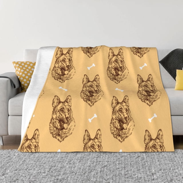 Fotbe German Shepherd Dog Manta de Franela con Estampado, Manta Ultrasuave para Cama, Sofá, Auto, Hipoalergénica y Antibolitas-80"x60"