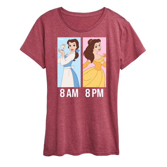 Disney Princess - Belle Day And Night Wear- Women's Short Sleeve Graphic T-Shirt