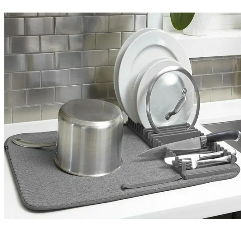 Aluminum Compact Dish Drying Rack with Microfiber Drying Mat 112050 –  Kingrack Home