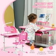 thumbnail image 4 of Qaba Kids Desk and Chair Set Height Adjustable Student Writing Desk, Pink, 4 of 10