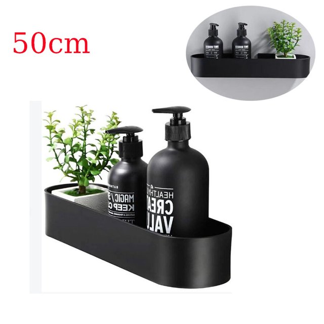 Estante de ducha de 50 cm sin perforación, estante de ducha de baño autoadhesivo de acero inoxidable, negro Kuyhfg Bienvenido a Kuyhfg