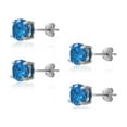 thumbnail image 2 of 2 Pr Silver Tone 6mm Simulated London Blue Topaz Round Stud Earrings, 2 of 3