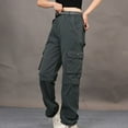 thumbnail image 5 of JJHGVB Cargo Pants Women High Waisted Pants Women's Outdoor Quick Drying With Multiple Pockets And Detachable Style Elastic Windbreaker Pants Wide Leg Pants Woman Baggy Pants Dark Gray M, 5 of 9