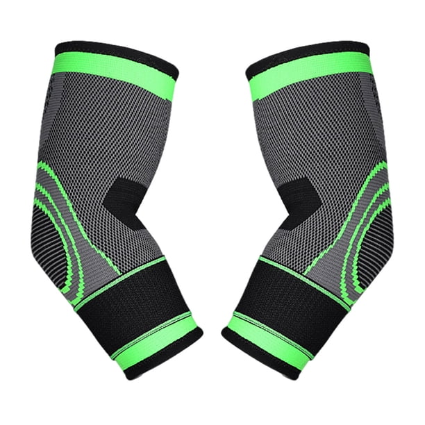 Naiovety Paquete de 2 Coderas Tejer Compresión elástica Manga de soporte deportivo Secado rápido Protección portátil Envoltura para el dolor del Ropa Deportiva, Zapatos Verde L Naiovety OD023130-02