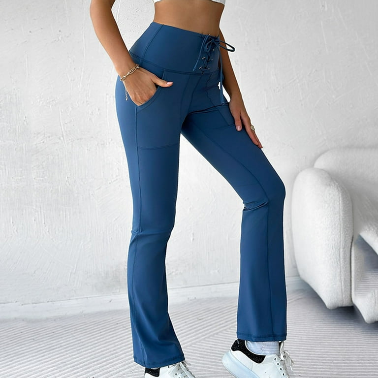 SXcggal Women Fashion Solid Pocket High Waist Stretch Tight Yoga