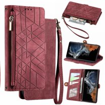 Ancove for iPhone 13 Mini Wallet Cover with Wrist Strap,Elegant PU Leather Credit Card Holder Kickstand Zipper Flip Full Body Protective Case Cover for iPhone 13 Mini,Red