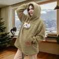 thumbnail image 2 of Pet Care Hoodie Long Sleeve Warm Fleece Fall Winter Pullover Sweatshirt with Dog Cat Pouch for Outdoor Walking, 2 of 9