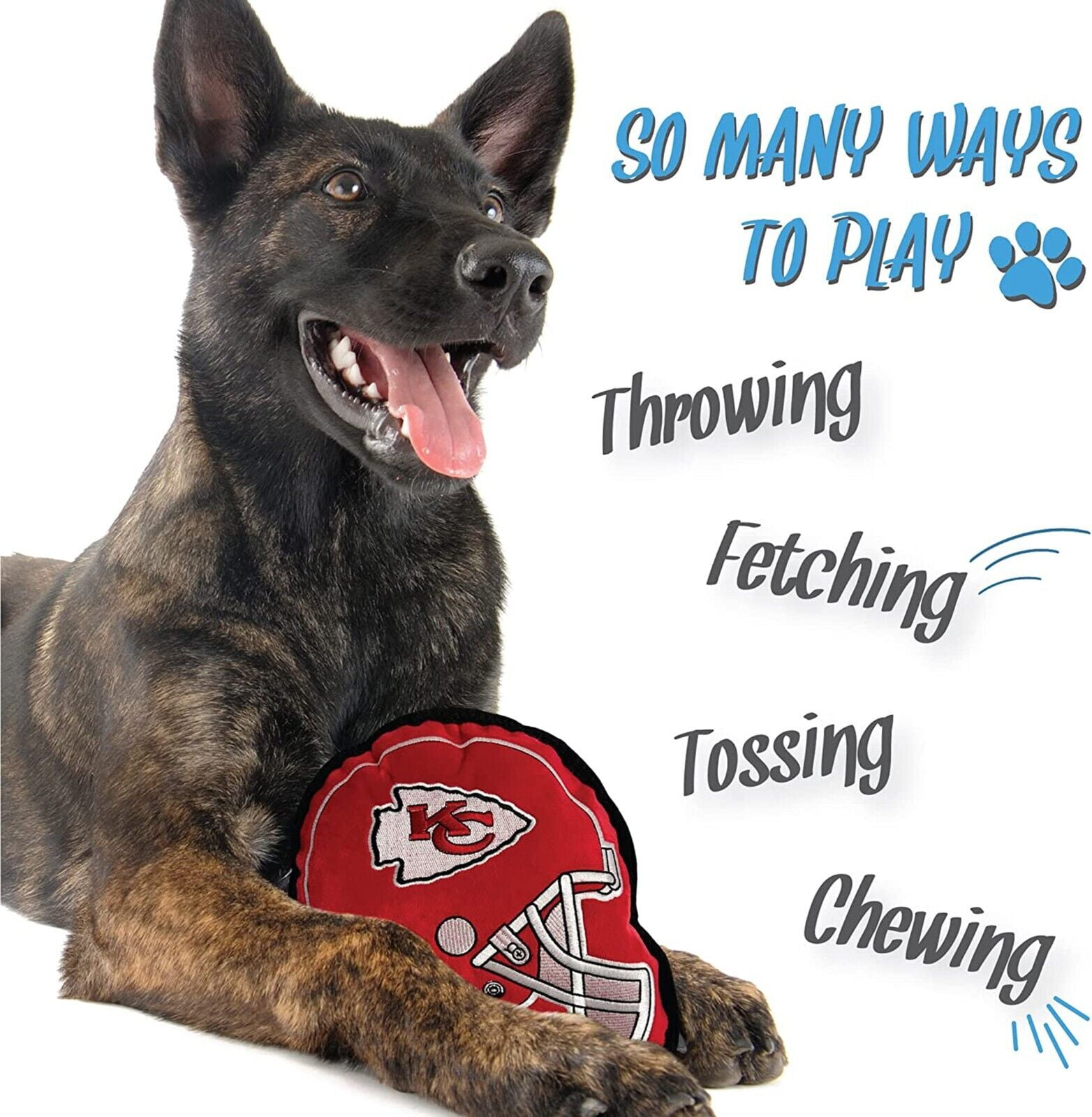 Pets First NFL Kansas City Chiefs Tough Helmet Pet Dog Toy Premium Quality with Built-in Squeaker Chew Toy