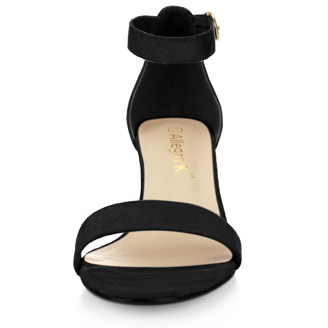 DARING DIVA Women's Open Toe Block Heel Ankle Strap Sandals Black 8.5