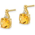 thumbnail image 2 of 10k Yellow Gold Checkerboard Citrine and Diamond Earrings - 13mm, 2 of 5