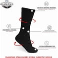 thumbnail image 4 of Diamond Star 6-Pack Diabetic Socks for Men & Women - Non-Binding Cushion Cotton Crew Socks for Neuropathy, Edema, & Circulatory Support (Black, Sock Size 13-15, Fits Men's Shoe Size 9-14), 4 of 6