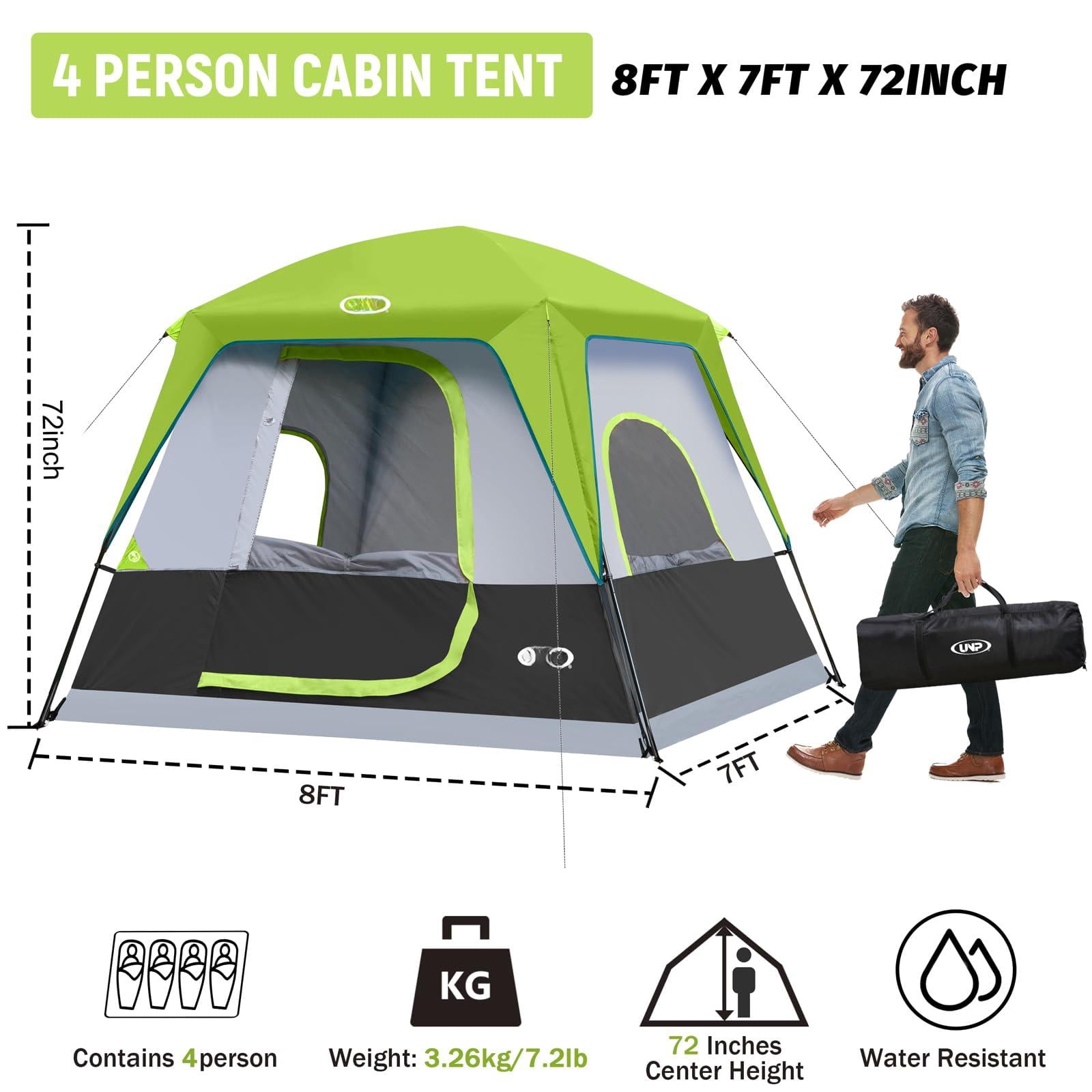 2/4/6/8 Person Tent  Portable Cabin Camping 4-person Easy Set Up Waterproof With Top Rainfly For Outdoor Camping/hiking