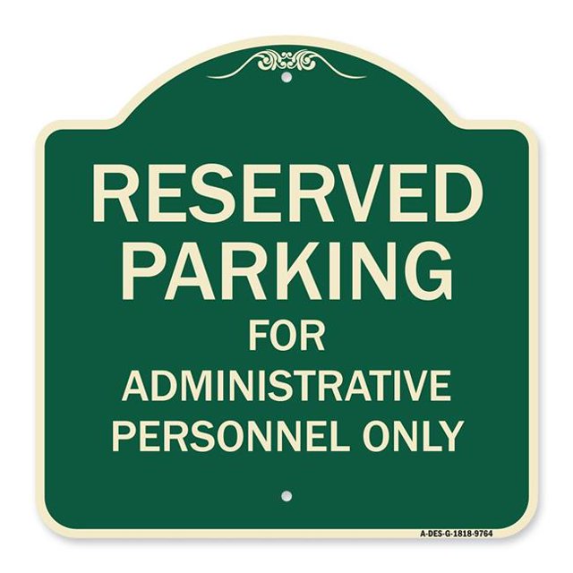 SignMission A-DES-G-1818-9764 Signe de la Série Designer - Parking Réservé au Personnel Administratif Seulement