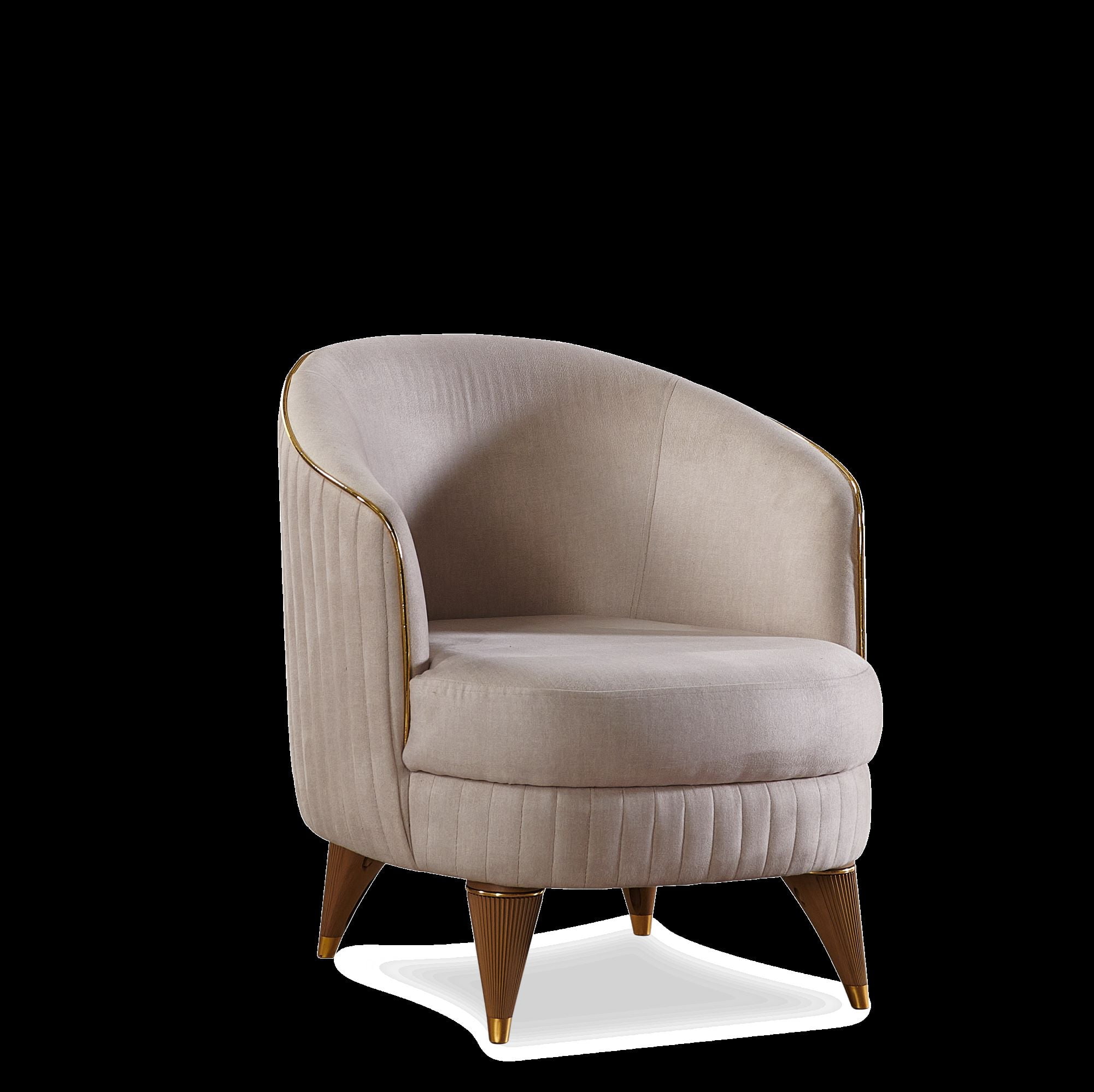 Ottomanson Barrel Accent Chair Microfiber Modern Armchair for Living Room, Beige