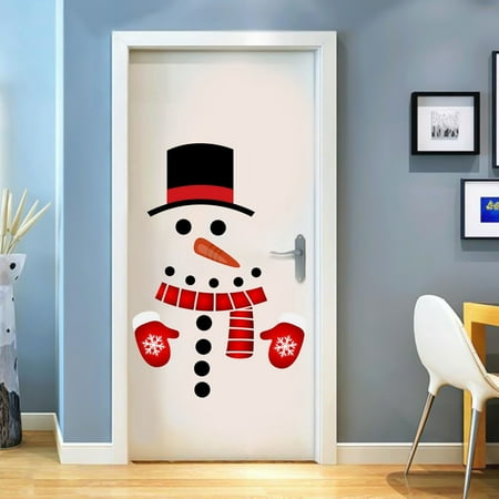 SDJMa Christmas Door Sticker Decorations Winter Christmas Snowman Door Clings Removable Seasonal Glass Door Stickers for Window Door Refrigerator Christmas