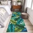 thumbnail image 4 of 2'x6' Rug Runners for Hallways Kitchen, Summer Tropical Leaves Non Slip Entryway Beside Floor Carpet Runner, Blue Green Botanical Leaf Plants Laundry Room Bedroom Throw Rugs Mat for Family Pet, 4 of 8