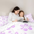 thumbnail image 4 of Manfei Purple Bow Cherry Bedding Comforter Set for Girls, Cute Ribbon King Bedding Sets, Reversible, 7 Pieces, 4 of 7