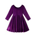 thumbnail image 5 of SILVERCELL 2-7T Toddler Girls Christmas Velvet Twirl Dresses + Headband, Little Girl Casual Long Sleeve Swing A-Line Skater Party Dress, 2-7 Years, Purple, 5 of 8