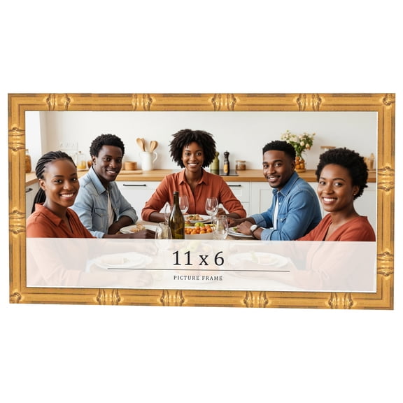 11x6 Frame Gold Bamboo Solid Wood Picture Frame | 1 Inch Moulding Width | Interior Frame Depth 0.75
