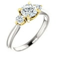 thumbnail image 2 of Pompeii 1 Ct Round Diamond Three Stone 14k Gold Two Tone Engagement Anniversary Ring, 2 of 4