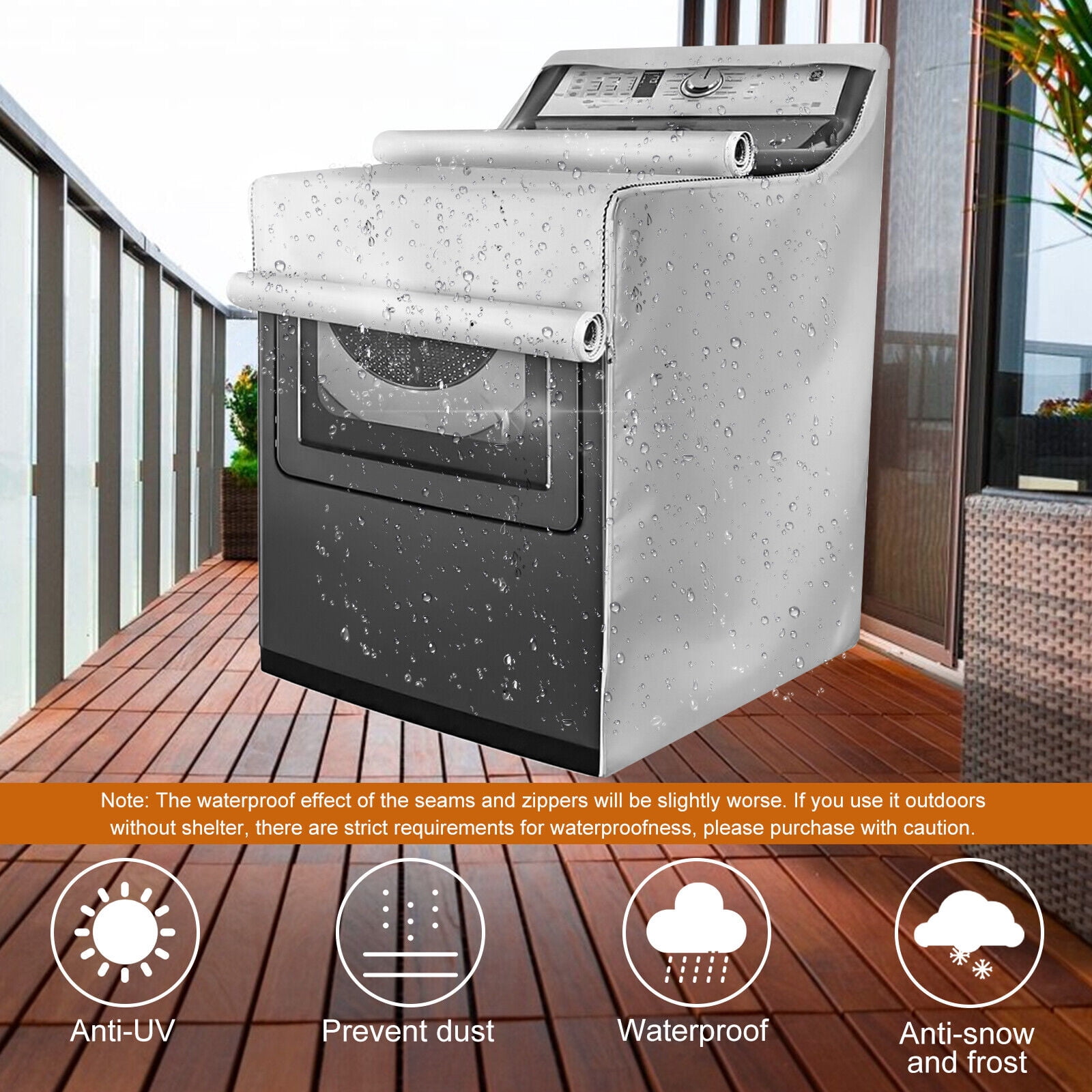 Top Load Washing Machine Cover Dustproof Waterproof Laundry Dryer Protective Cover with Zipper & Storage Bag