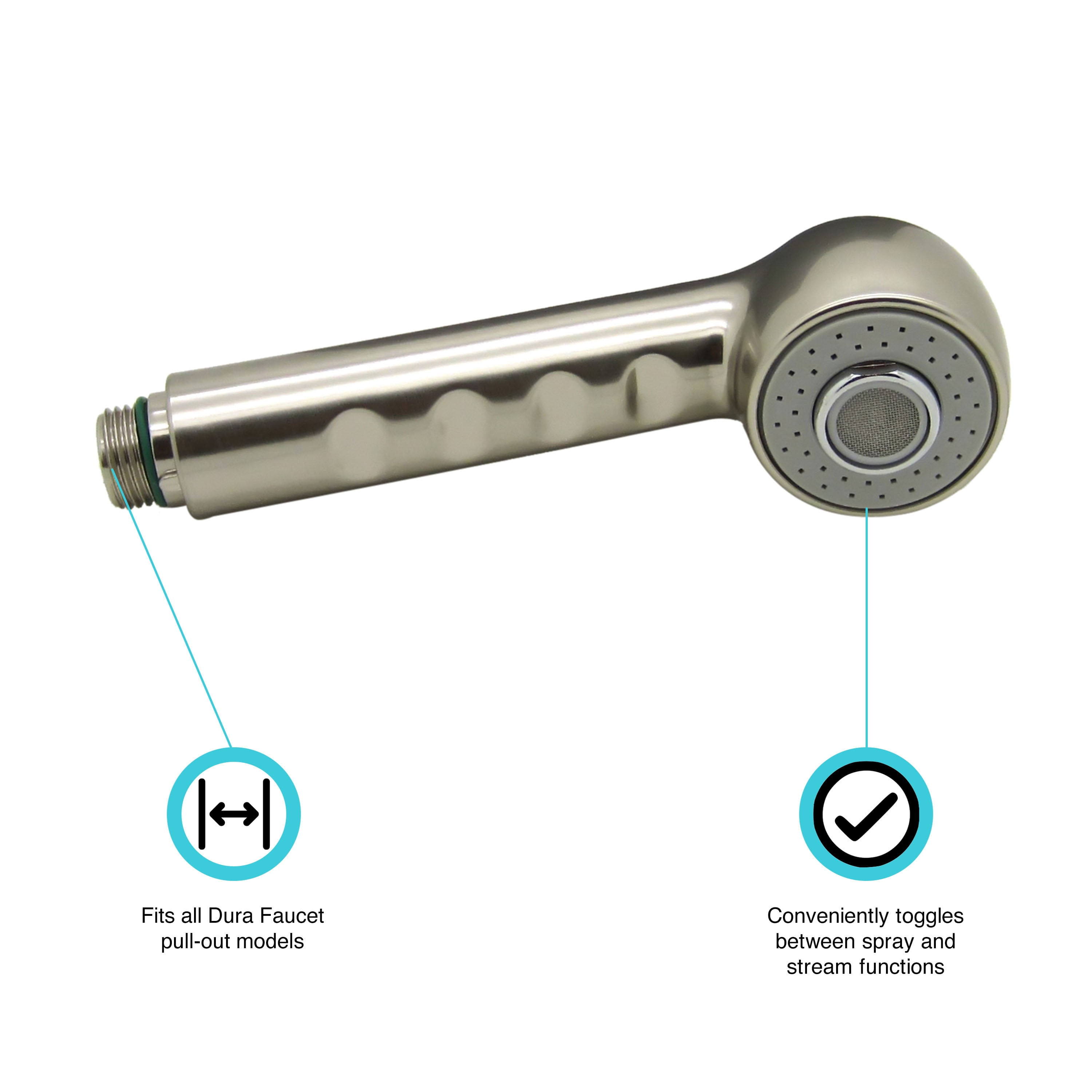 Dura Faucet DF-RK800-SN RV Kitchen Faucet Pull-Out Sprayer Replacement (Brushed Satin Nickel)