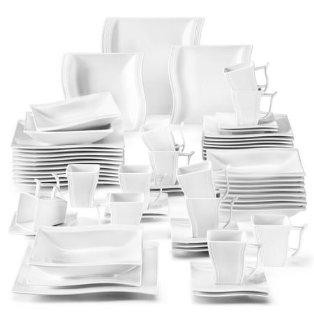 

MALACASA Series Flora 60-Piece Porcelain Dinnerware Set Ivory White Dinner Set Service for 12