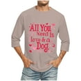 thumbnail image 1 of Camisas de Manga Larga para los Hombres Día de San Valentín Impresión Cuello Redondo Moda Casual, Mezcla de Poliéster de Lino de Algodón para Primavera Verano, 1 of 1